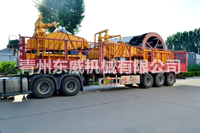 脱水细沙回收一体机、轮式洗沙机发车，公司是洗沙机、脱水筛、细沙回收机专业生产厂家